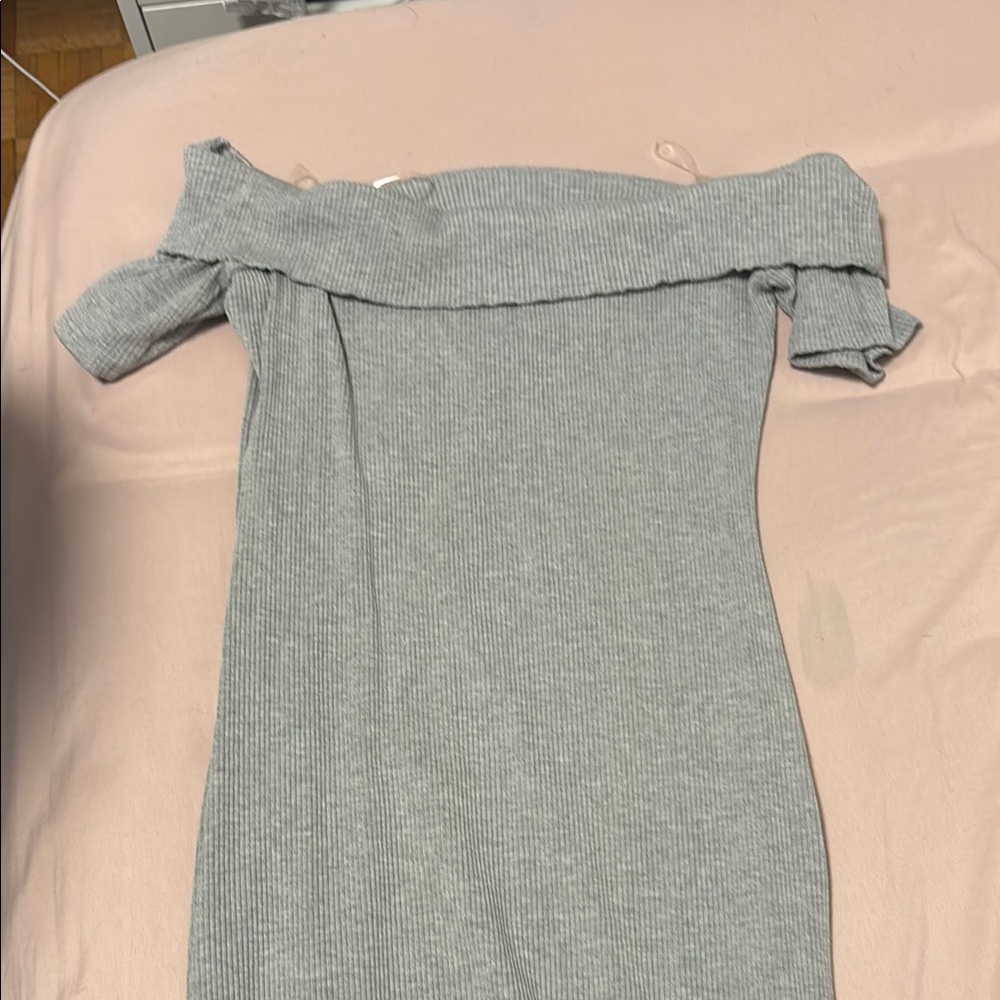 Dell Gray Off-Shoulder Bodycon Mini Dress